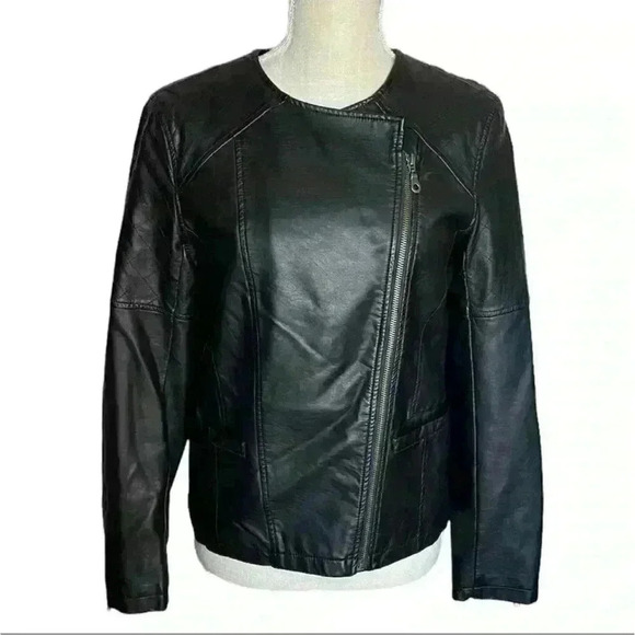 Gap Moto Jacket in Faux Leather Black Size Small EUC - Picture 5 of 12